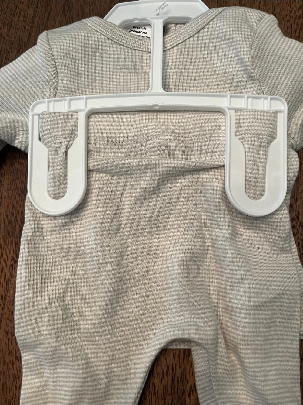 Carter's Cream & Light Gray Striped Baby 3-Piece Set with Panda Booties